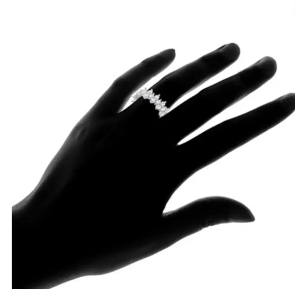 - Eternity Ring-14k White Gold Plated& Pave Crystals Moissanite Sizes 7 or 9